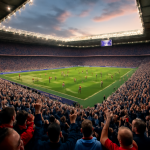 Stadion sepak bola penuh penonton saat laga Premier League berlangsung