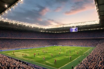 Stadion sepak bola penuh penonton saat laga Premier League berlangsung