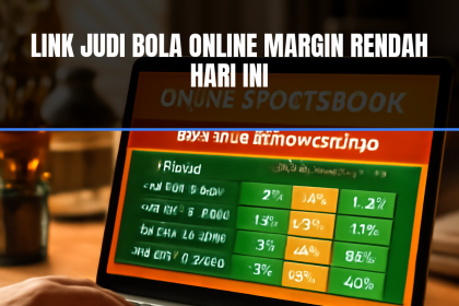 Antarmuka judi bola online dengan margin rendah di layar laptop.